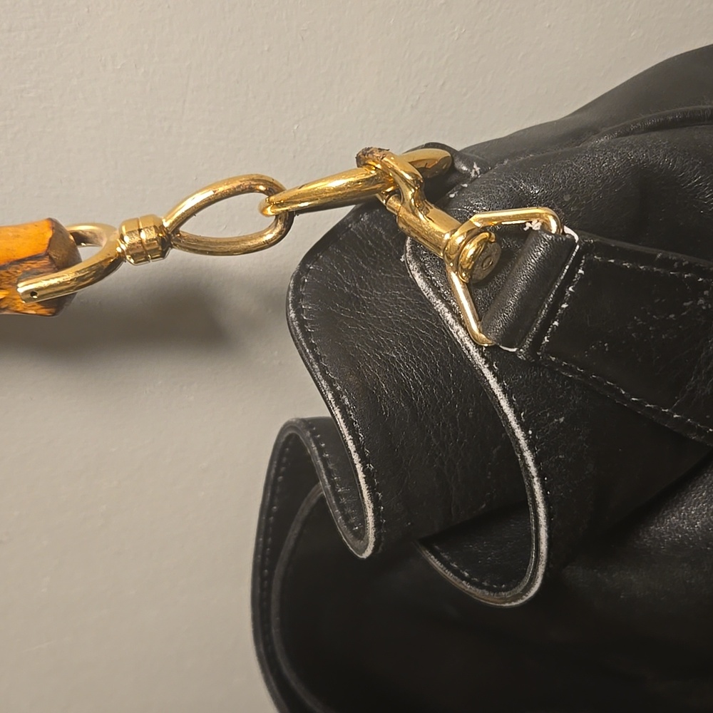 xsold x Gucci Black Shoulder Bag with Gold Bamboo Handle - Picture 9 of 13
